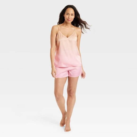 NEW Stars Above™ Pink Ombre Women's Satin Cami and Shorts Pajama Set - Picture 1 of 12